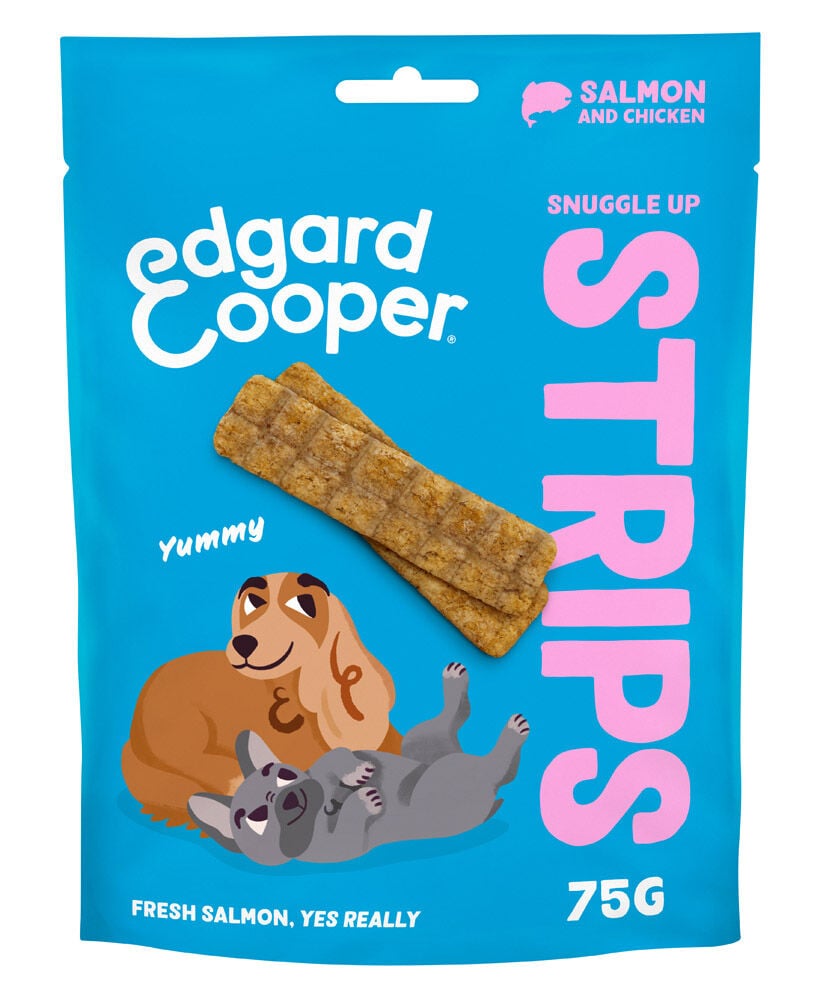 Edgard en Cooper Strips Adult - Hondensnack - 75 Gram - kip, zalm Edgard en Cooper Strips Adult - Hondensnack - 75 Gram - kip, zalm