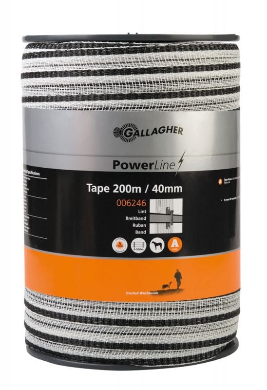 Gallagher Powerline Lint 40 mm - 33 cm - 200 Meter - Wit - 4 cm - 20000 cm Gallagher Powerline Lint 40 mm - 33 cm - 200 Meter - Wit - 4 cm - 20000 cm