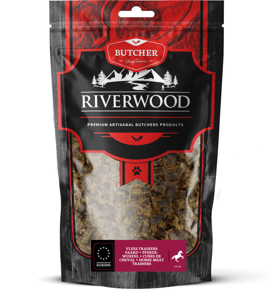 Riverwood Butcher Shop Series Trainer - Hondensnack - 150 Gram - paard Riverwood Butcher Shop Series Trainer - Hondensnack - 150 Gram - paard