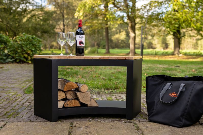 Fancy Flames - Houtopslag - Gebogen bank - Zwart