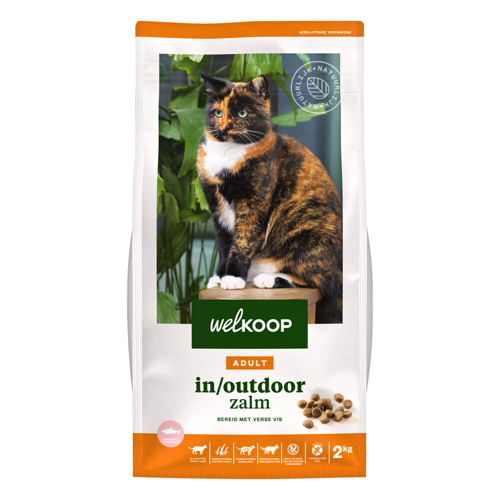 Welkoop Adult in/outdoor - Kattenvoer - 2 Kilogram - kip, zalm Welkoop Adult in/outdoor - Kattenvoer - 2 Kilogram - kip, zalm