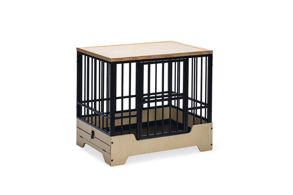 Designed by Lotte Quirine - Hondenbench meubel - zwart/hout - 71x81x57 cm - M Designed by Lotte Quirine - Hondenbench meubel - zwart/hout - 71x81x57 cm - M