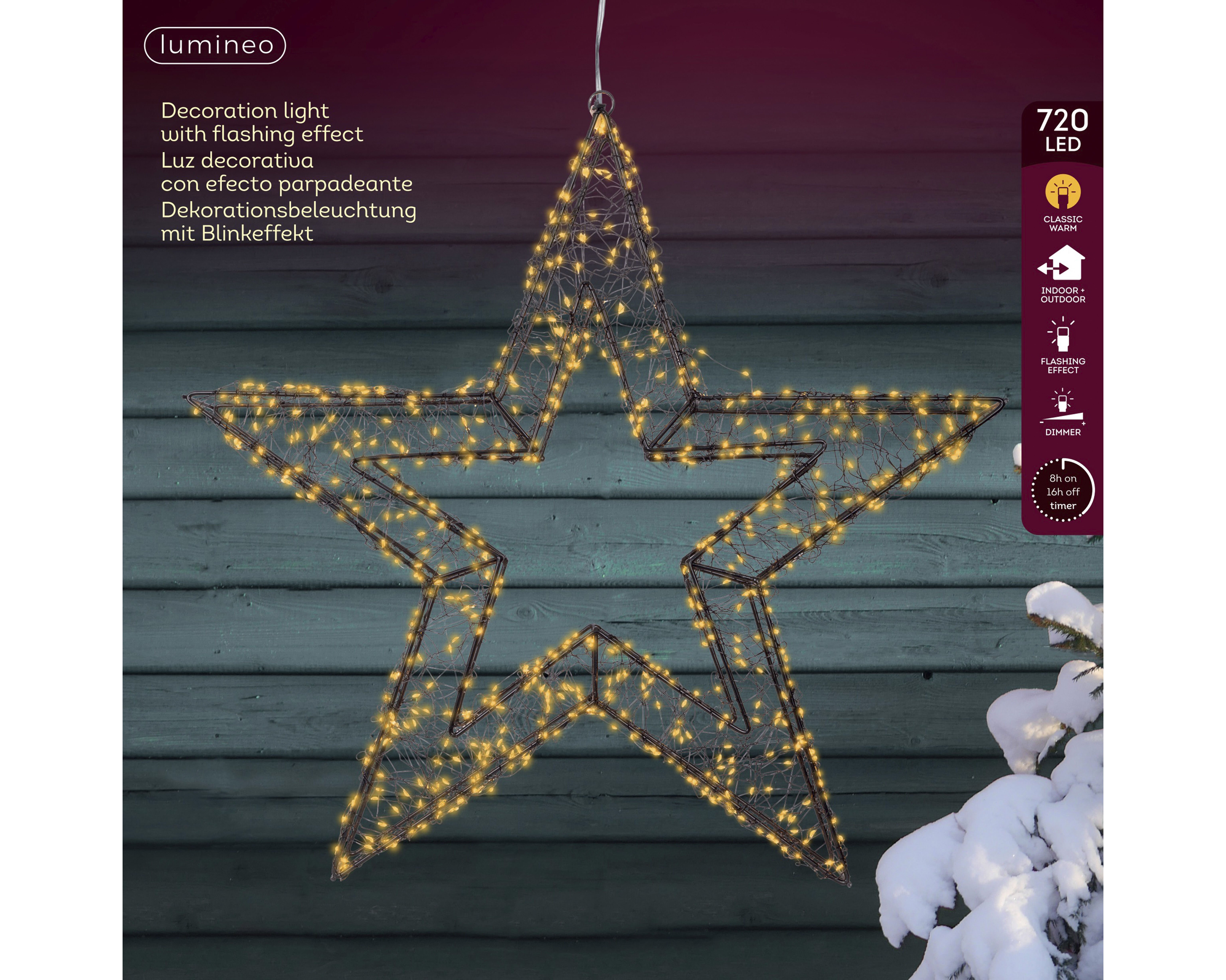 Lumineo LED - Kerstster - 720 - Klassiek warm wit - 58 cm Lumineo LED - Kerstster - 720 - Klassiek warm wit - 58 cm
