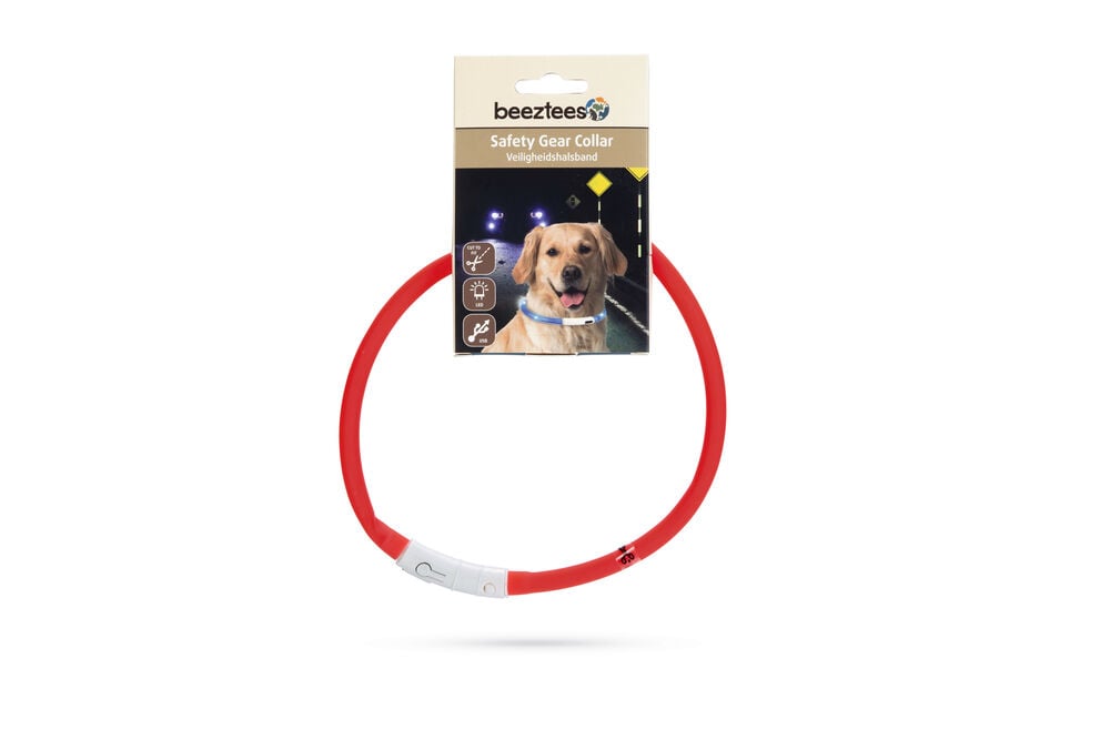 Beeztees Dogini USB - Lichtgevende Halsband  - Hond - rood - 70 cm
