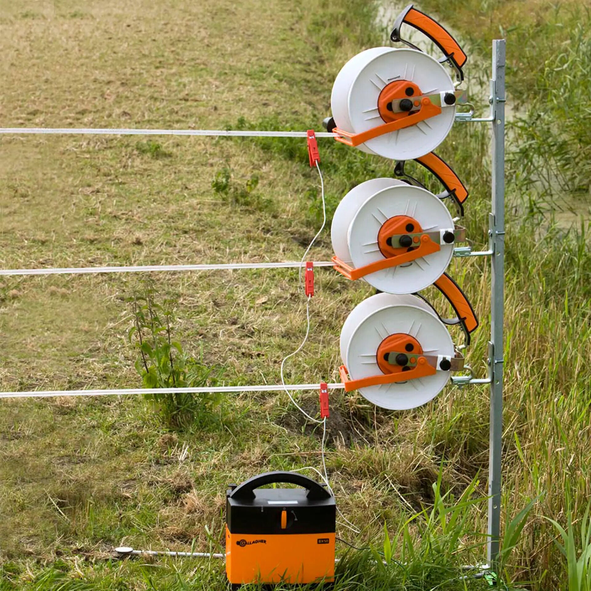 Gallagher Haspelhoekpaal 3 haspels of isolatoren - Afrasteringspaal - 125 cm - 25.5 cm