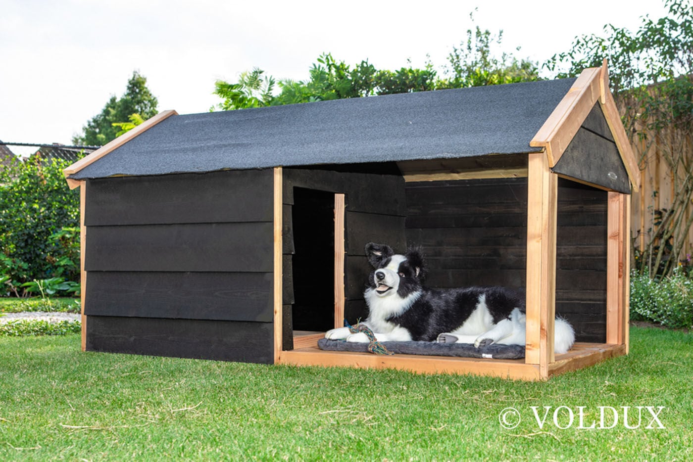 Voldux Stijn - Hondenhok - Naturel/zwart - 110x113x201 cm