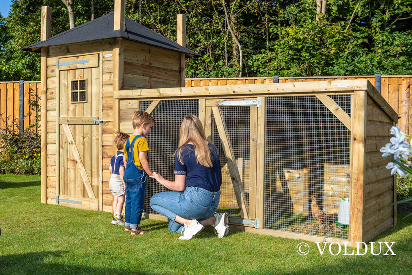 Voldux Hooiberg Lotte - Kippenhok met ren - Naturel