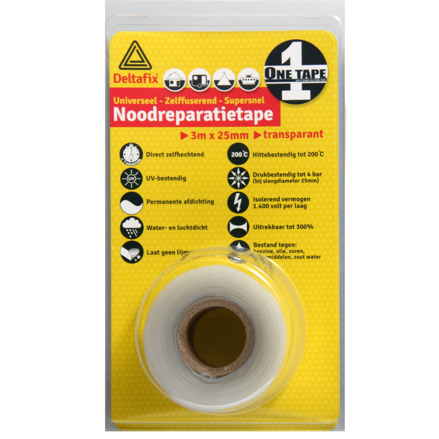 Deltafix Reparatietape 25mm 3m - Tape - 20x11.3x4 cm - Zwart - 3 cm