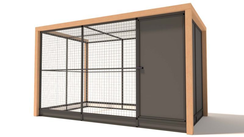 Glorenza Alfred - Kattenren met sluis - Antraciet - 202x190x345 cm Glorenza Alfred - Kattenren met sluis - Antraciet - 202x190x345 cm