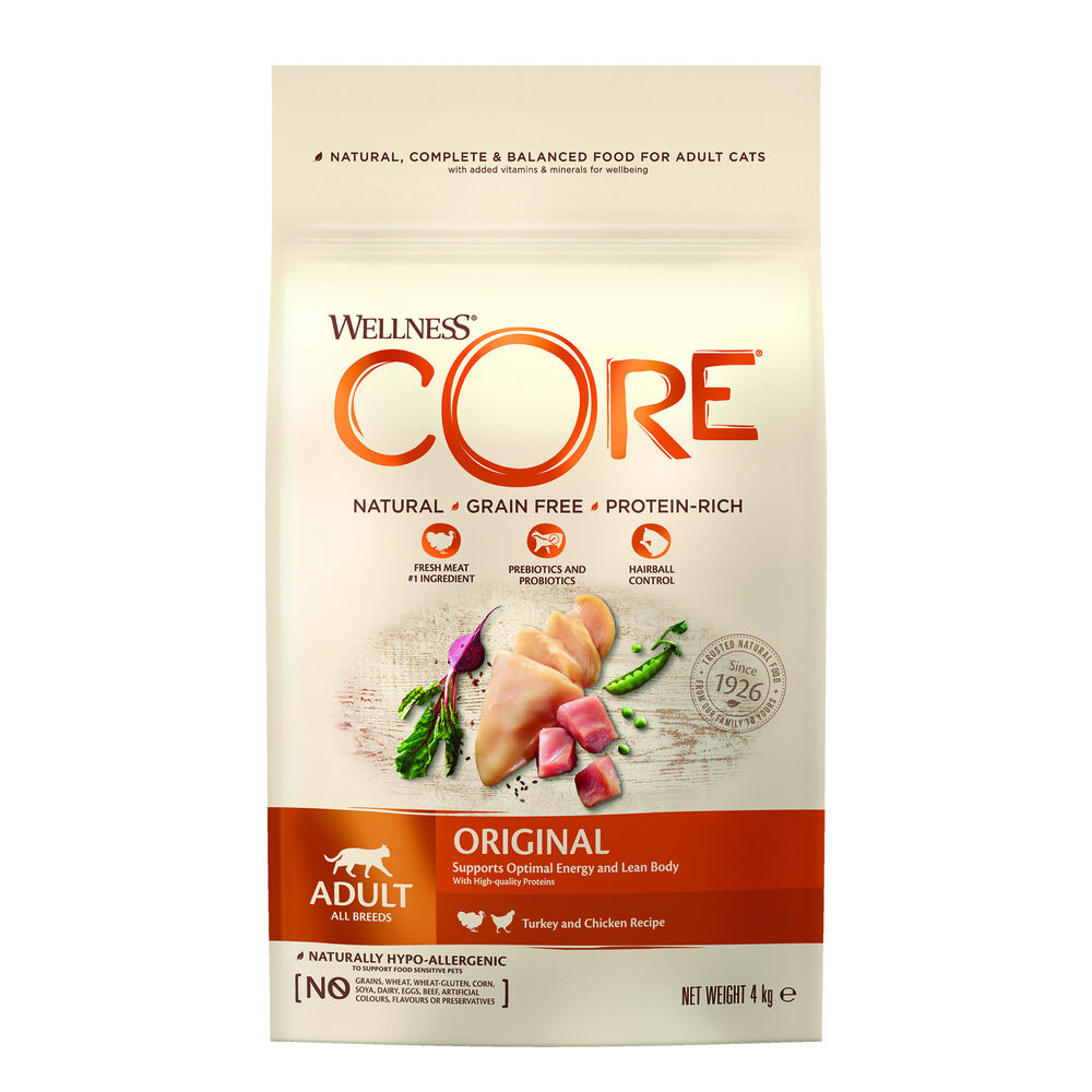 Wellness Core Adult Original - Kattenvoer - 4 Kilogram - kip, kalkoen Wellness Core Adult Original - Kattenvoer - 4 Kilogram - kip, kalkoen