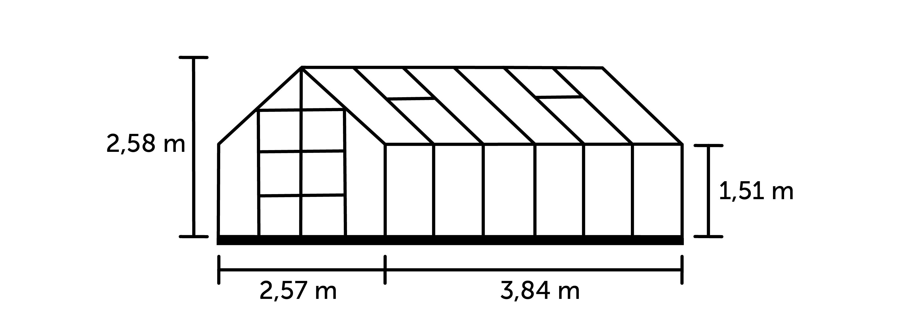 Halls Magnum 128 - Tuinkas - Zwart - 258x257x384 cm - Veiligheidsglas