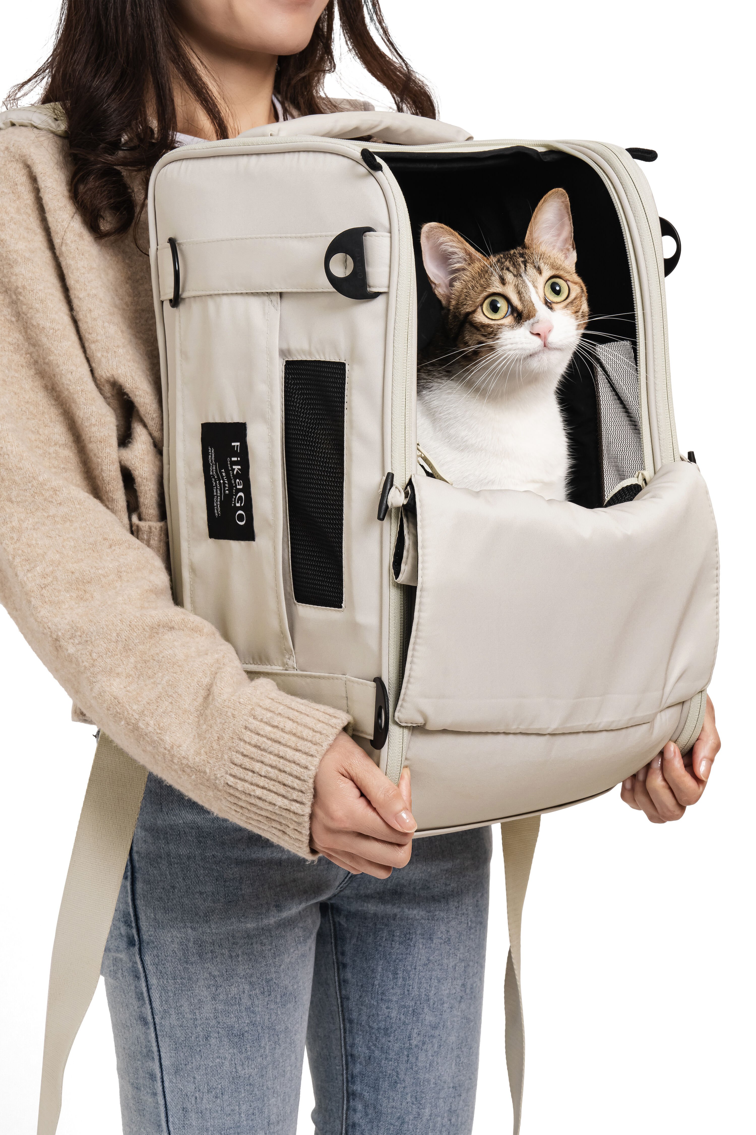 Fikago Truffle - Travel Carrier tot 5 kg- Honden draagtas - Creamy Cloud - 23x43x27 cm