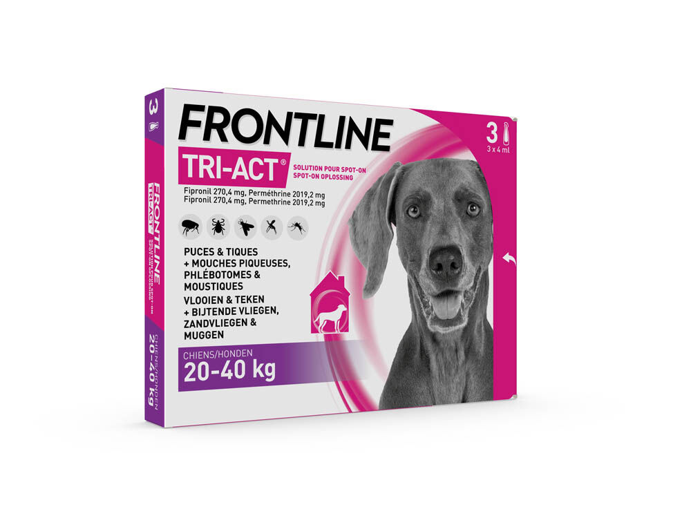 Frontline Tri-Act L - Teken en vlooienpipet - 3 pipetten - 3 Stuks - L Frontline Tri-Act L - Teken en vlooienpipet - 3 pipetten - 3 Stuks - L