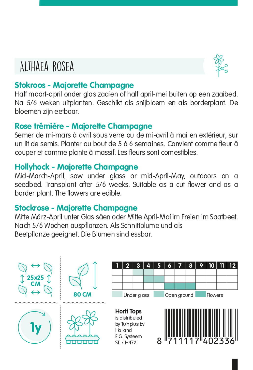 Hortitops Stokroos Majorette Champagne Althaea rosea - Bloemzaden