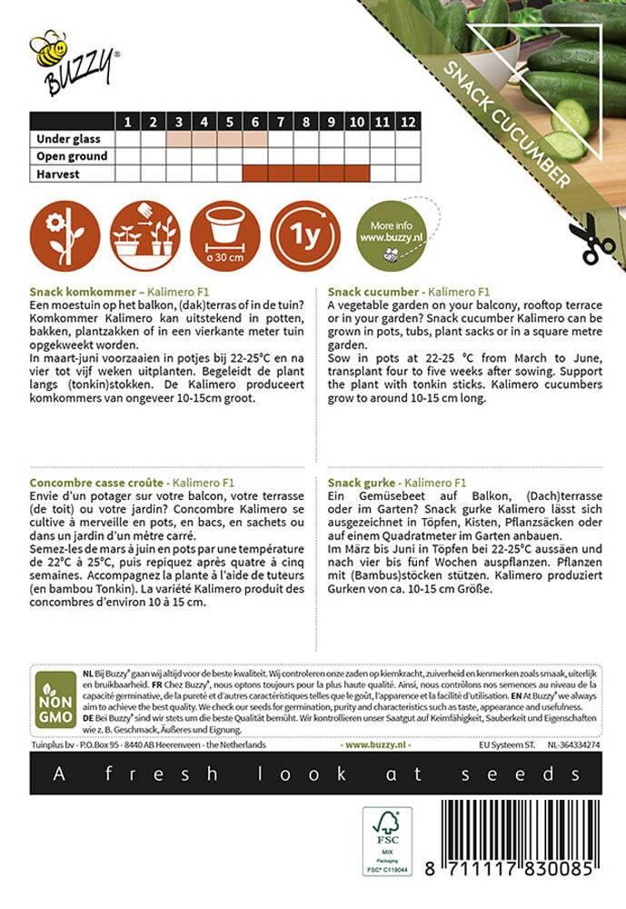 Buzzy Patio Veggies Snackkomkommer Kalimero F1 - Groentezaden