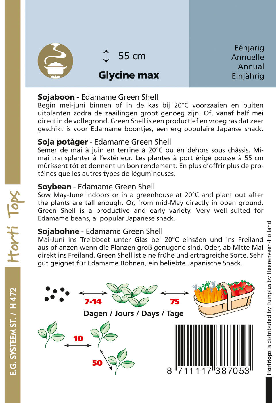 Hortitops Sojabonen/Edamame Green Shell Glycine max - Groentezaden