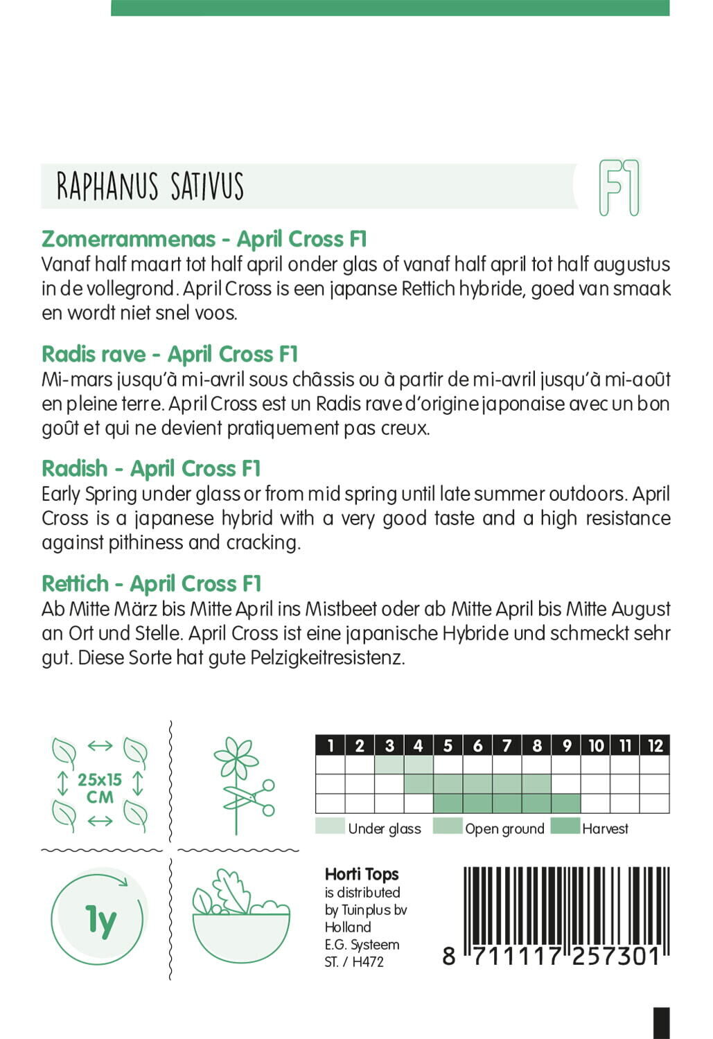 Hortitops Ramenas Raphanus sativus April Cross F1 - Groentezaden