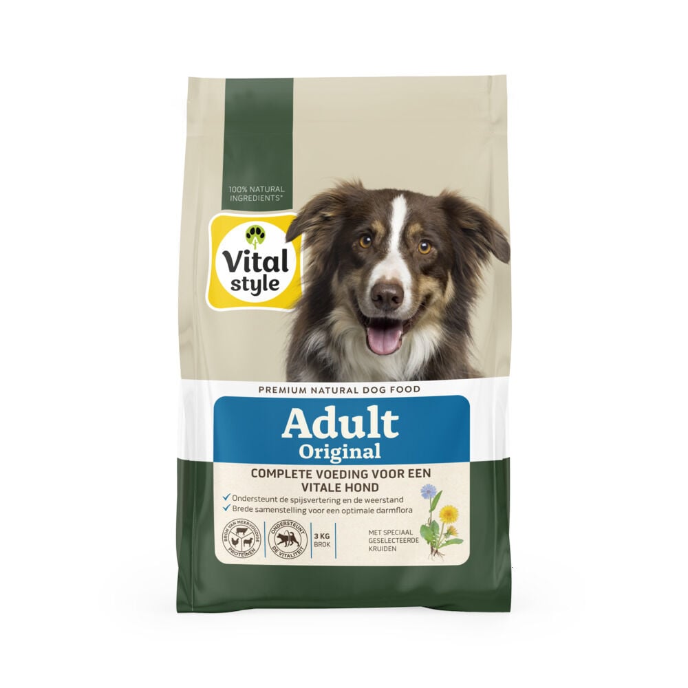 VITALstyle Adult - Hondenvoer - 3 Kilogram - rund, kip, varken, lam VITALstyle Adult - Hondenvoer - 3 Kilogram - rund, kip, varken, lam