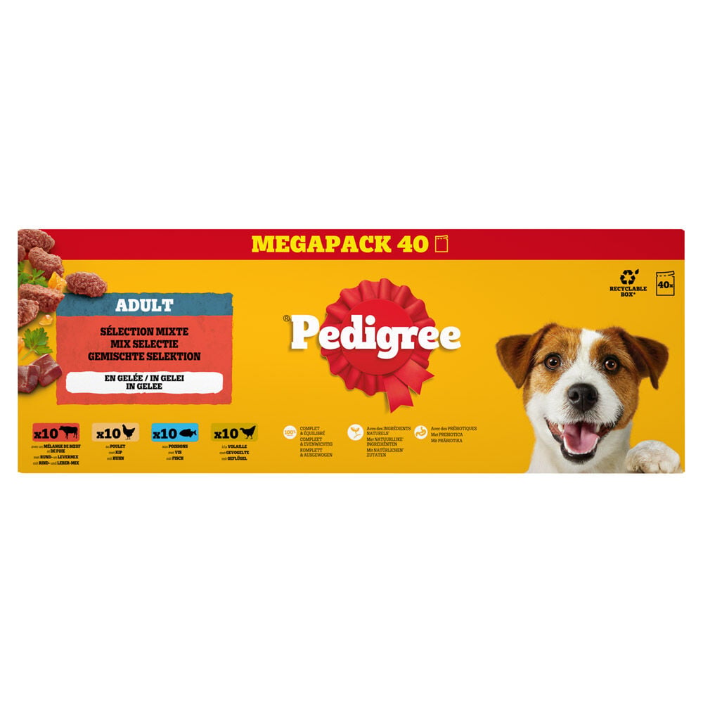 Pedigree Adult Mix selectie in gelei - Hondenvoer - Multipack 40 x 100 gram Pedigree Adult Mix selectie in gelei - Hondenvoer - Multipack 40 x 100 gram