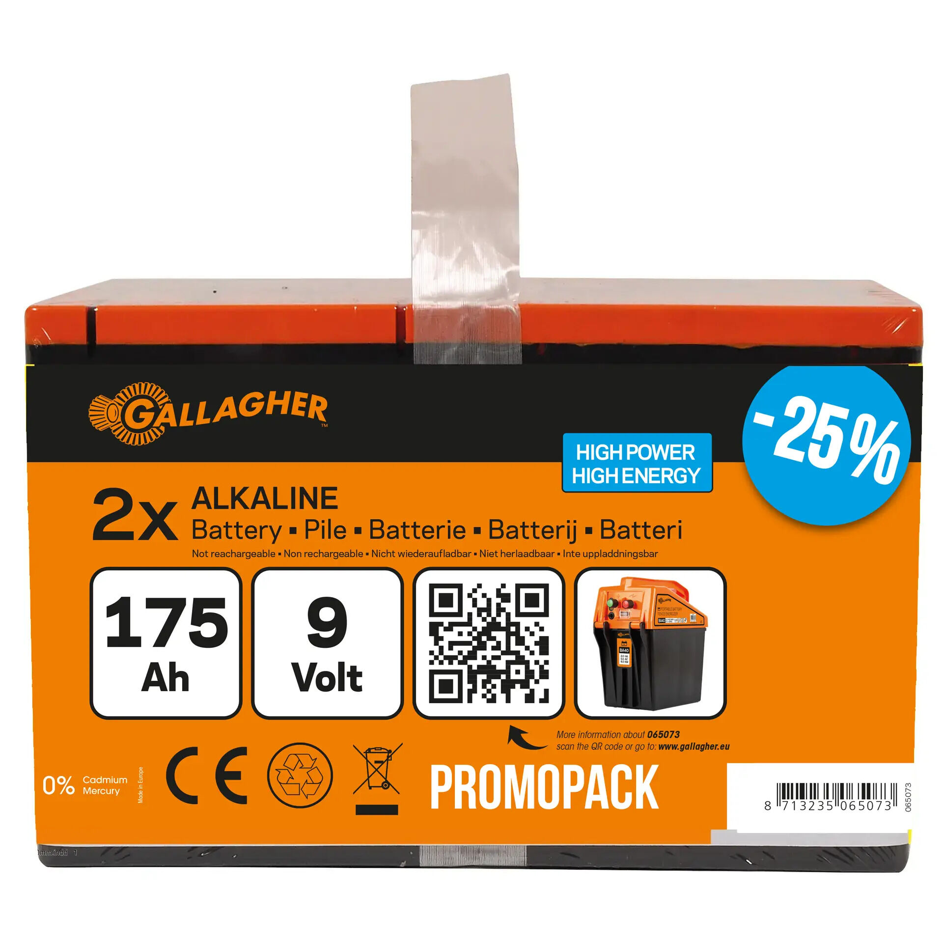 Gallagher Powerpack  Duopack - Batterij - 16 cm - 9V - 19 cm - 175 Ah