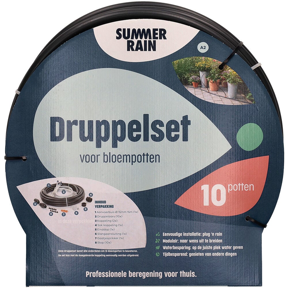 SummerRain - Druppelset voor bloempotten - 10 potten - 15 m SummerRain - Druppelset voor bloempotten - 10 potten - 15 m
