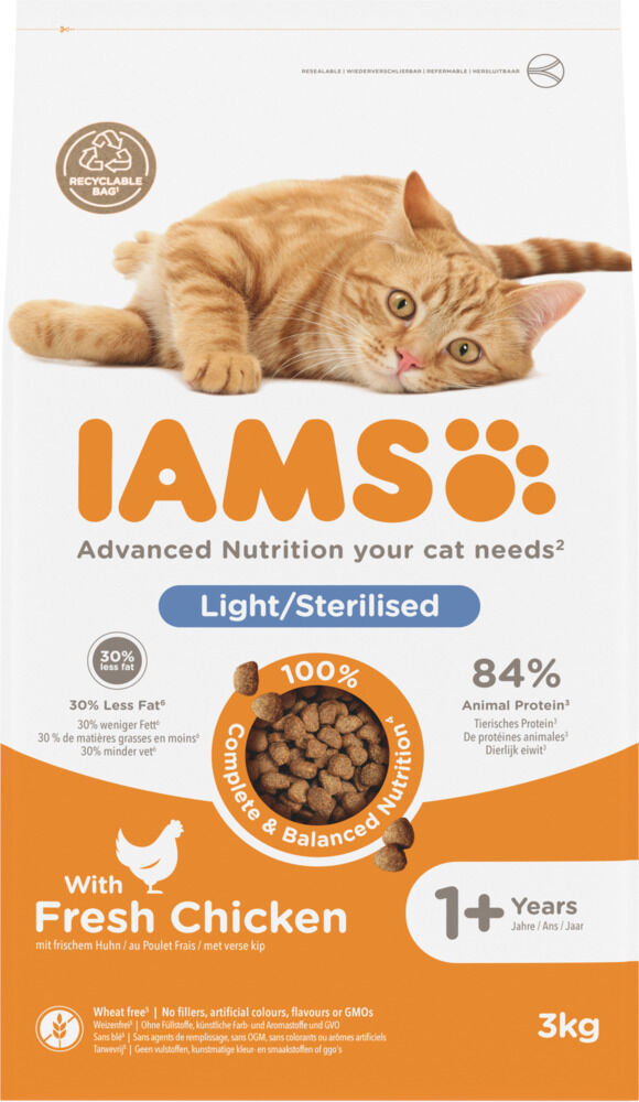 IAMS Light/Sterilised - Kattenvoer - 3 Kilogram - kip