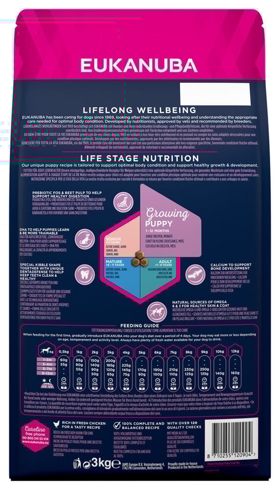 Eukanuba Growing Puppy Small - Hondenvoer - 3 Kilogram - kip