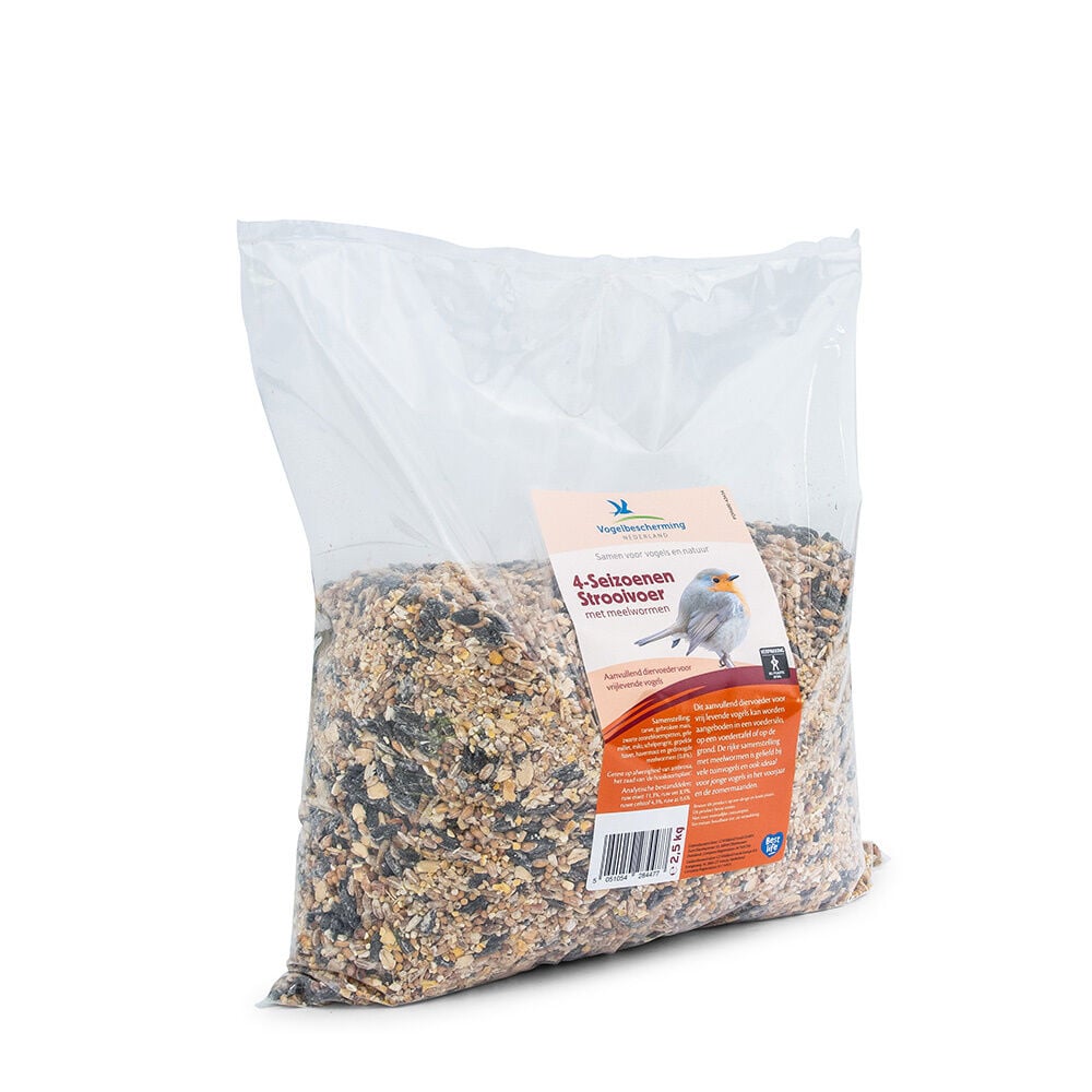 VBN 4-Seizoenen Strooivoer - met Meelwormen - Tuinvogelvoer - 2.5 Kilogram