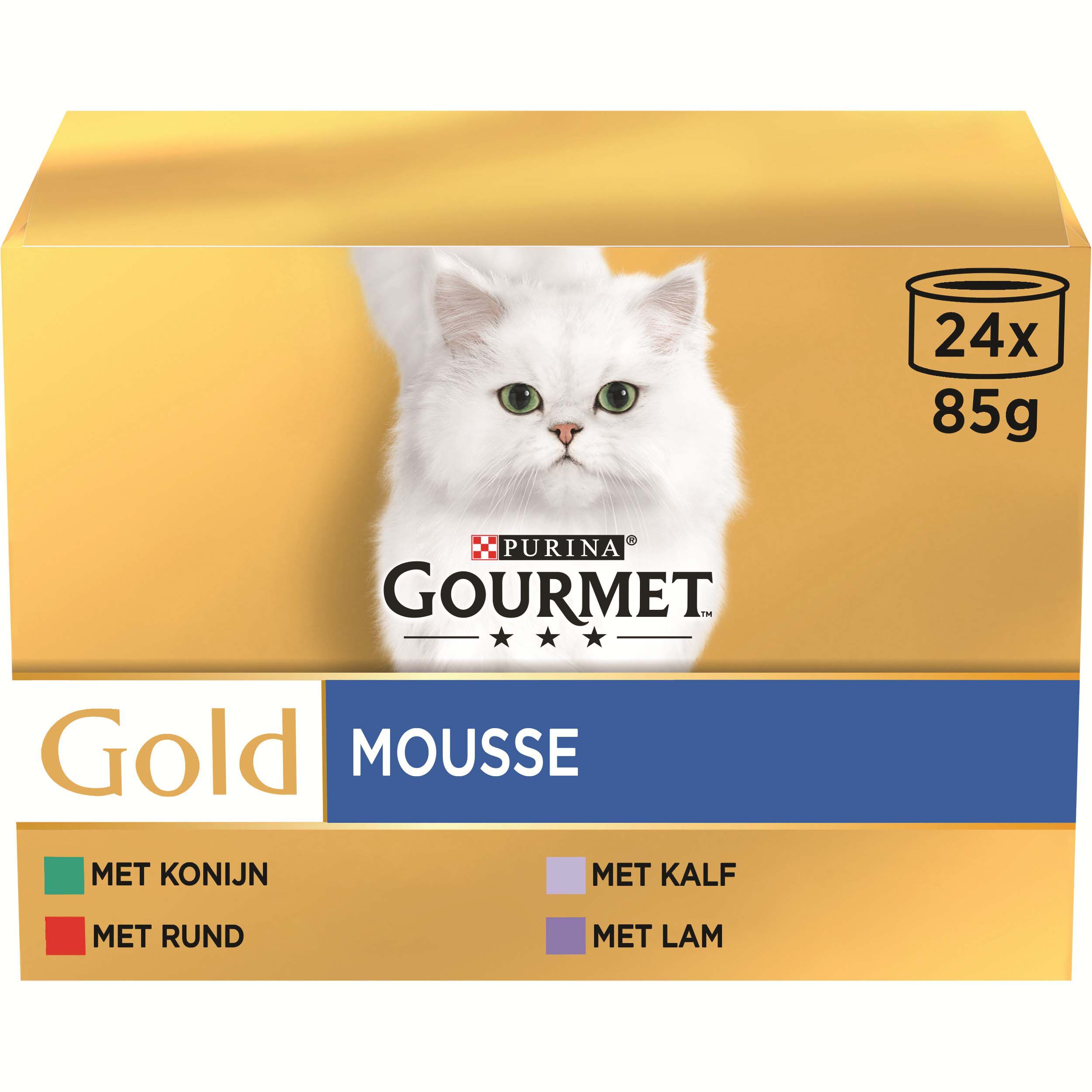Gourmet Gold - Kattenvoer - 24x85 gram - 85 Gram - kip, konijn, rund