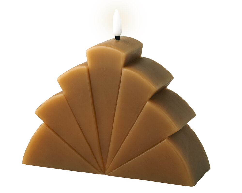 Lumineo Wax - Bruine LED Kaars - 16.2 cm - Bruin/warm wit