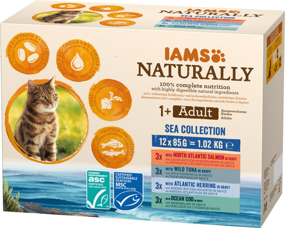 IAMs Adult Sea Collection - Kattenvoer - 12x85 gram - 1020 Gram - tonijn, zalm
