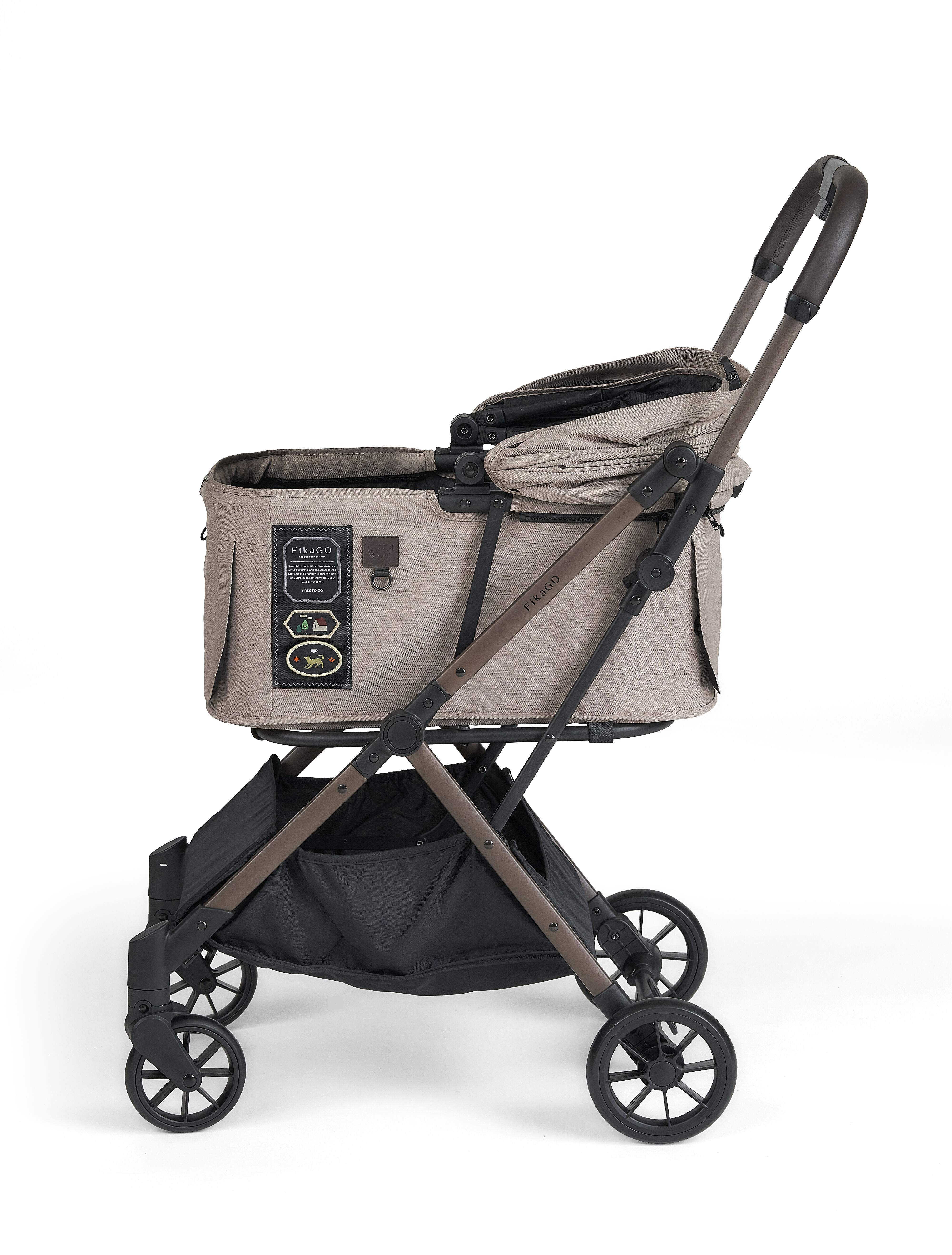 Fikago Free to Go 2.5 - tot 20 kg - Hondenbuggy - Sandy Beige - 102x81x32 cm