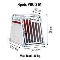 4Pets Pro 2 -  Autobench Hond - chroom - 66x54.5x83.5 cm - M