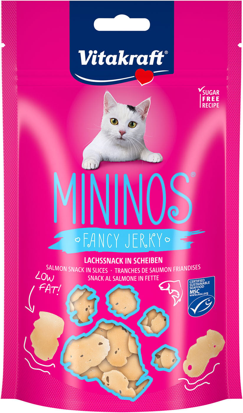 Vitakraft Mininos Fancy Jerky - Kattensnack - 40 Gram - zalm Vitakraft Mininos Fancy Jerky - Kattensnack - 40 Gram - zalm