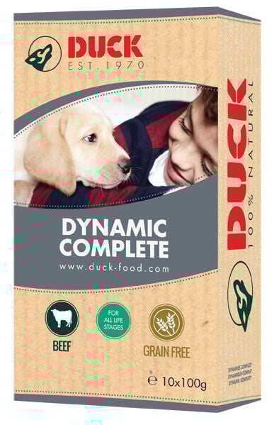 Duck Dynamiek Compleet - Hondenvoer - 1 Kilogram - rund Duck Dynamiek Compleet - Hondenvoer - 1 Kilogram - rund