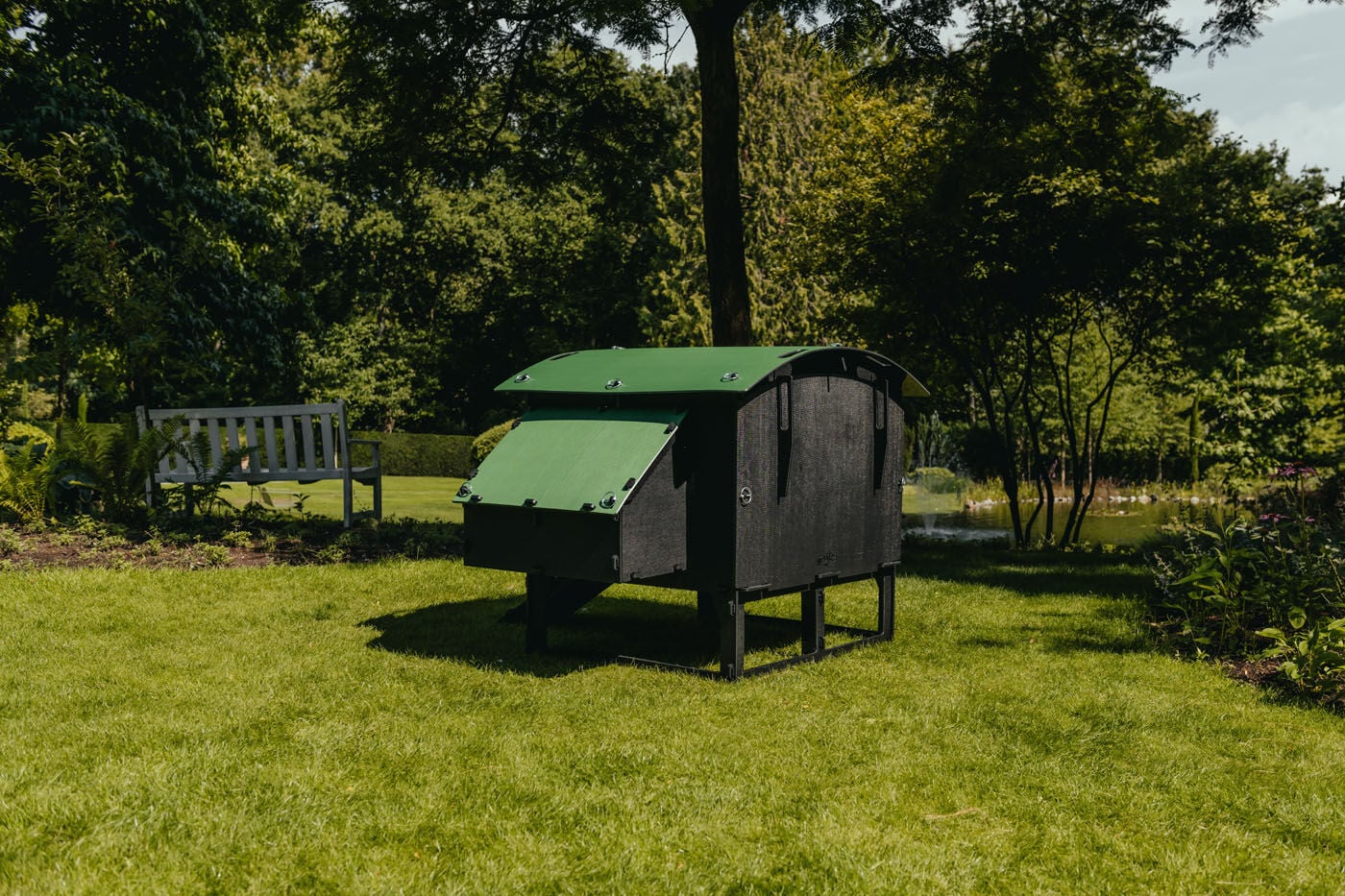 Nestera Lodge - Kippenhok - tot 8 kippen - Zwart/Groen - Rechts - L