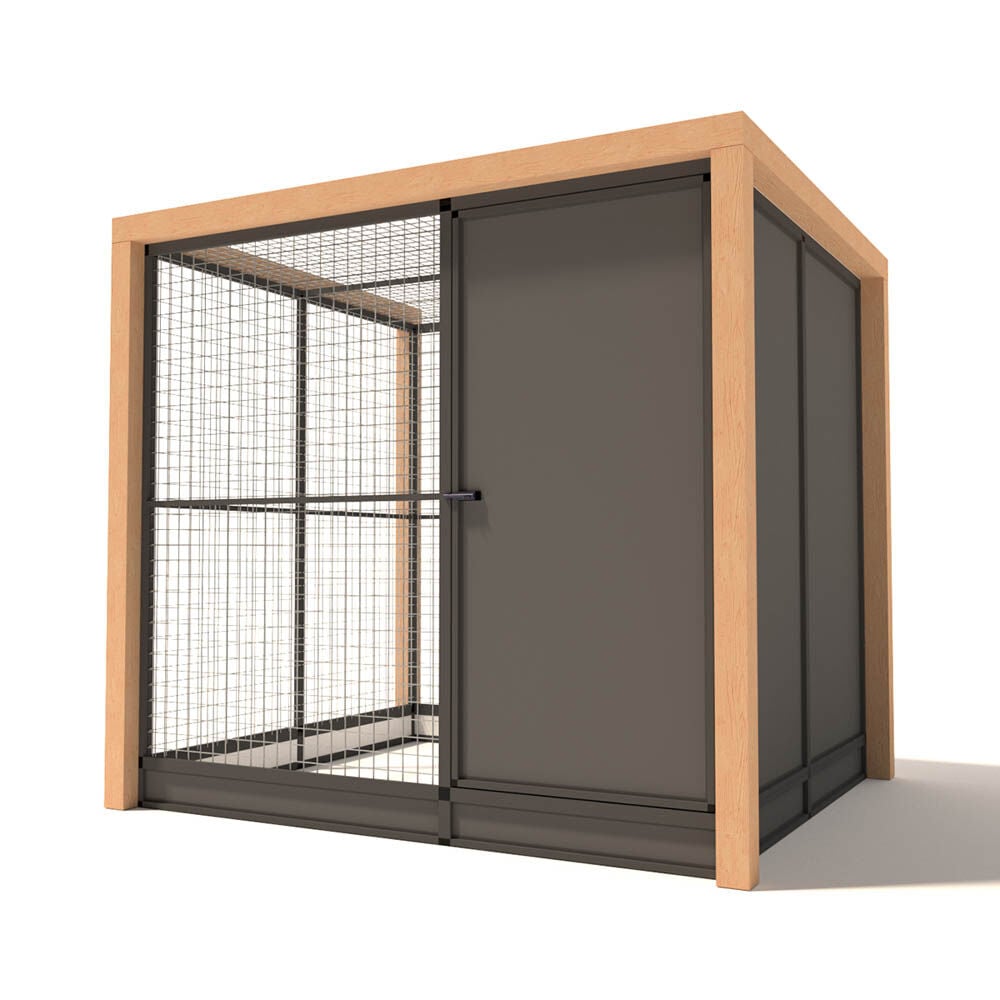 Glorenza Alfred - Kattenren met sluis - Antraciet - 202x190x224 cm Glorenza Alfred - Kattenren met sluis - Antraciet - 202x190x224 cm