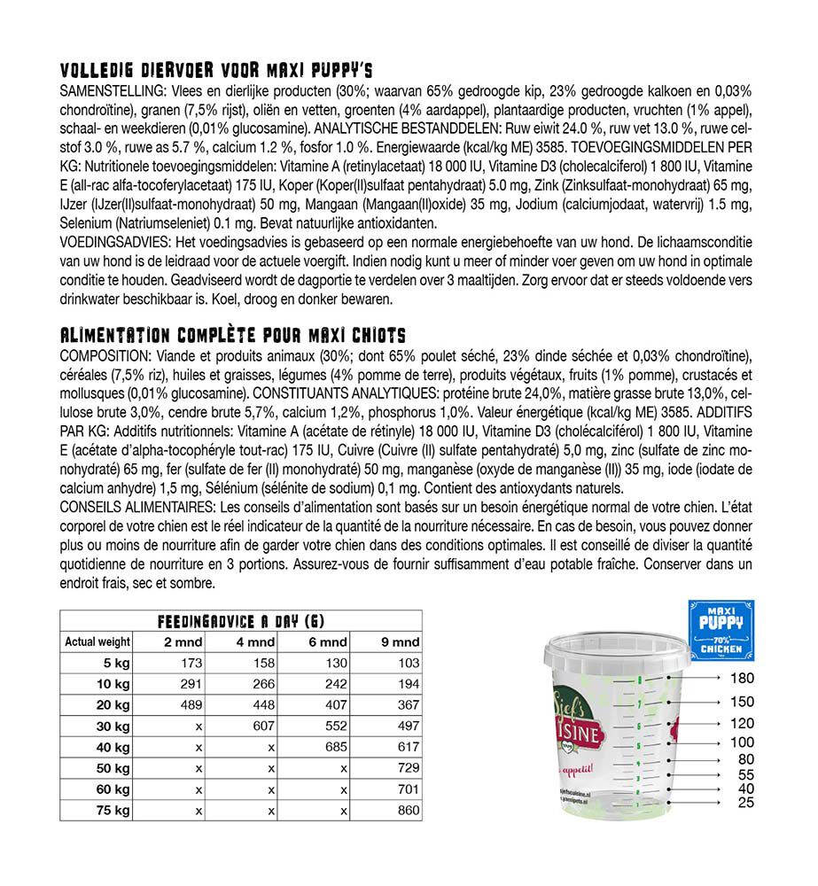 Sjef's Cuisine Maxi Puppy - Hondenvoer - 3 Kilogram - kip