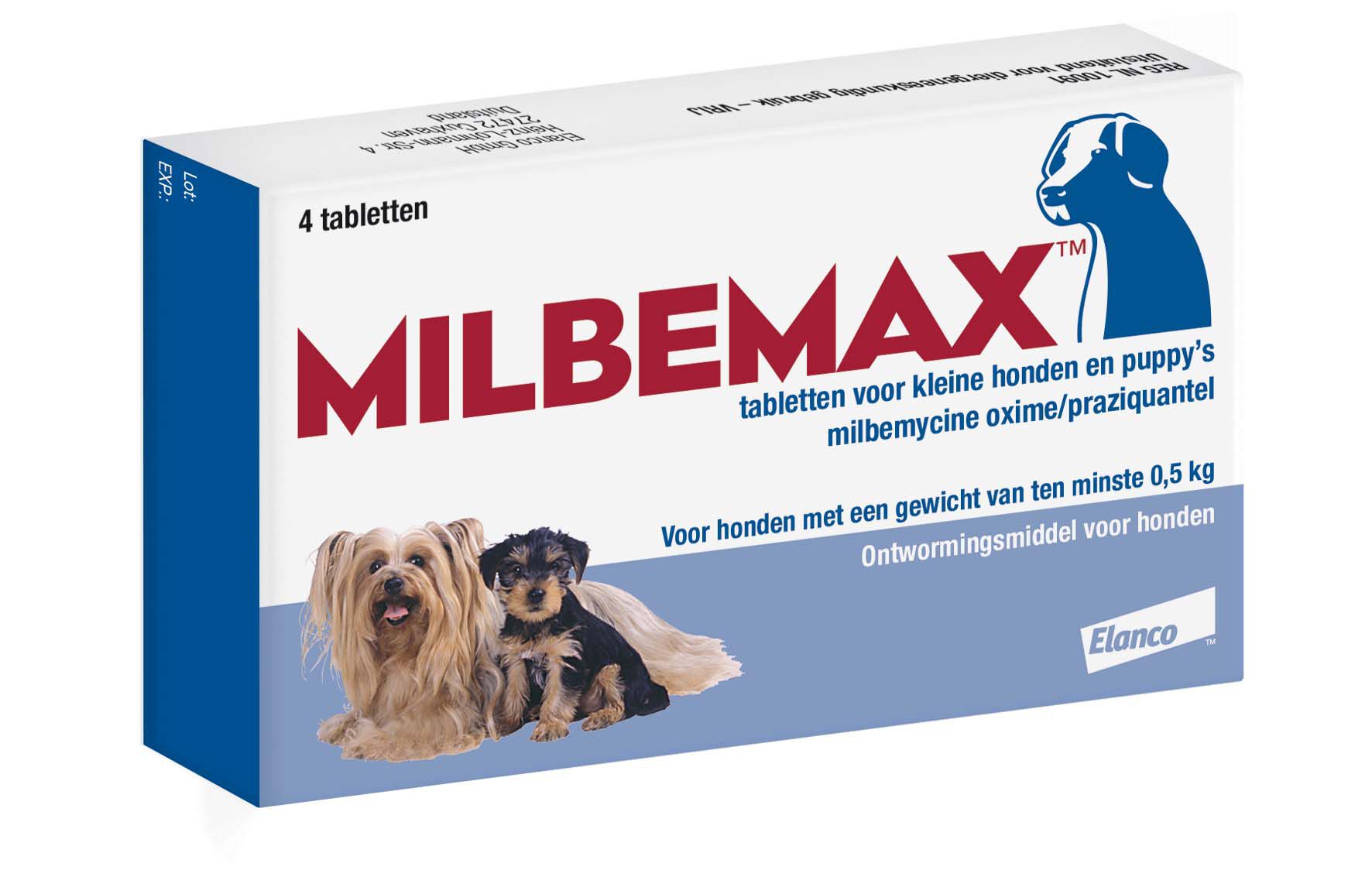 Milbemax - Ontwormen Kleine honden en puppy's - 4 Stuks - M Milbemax - Ontwormen Kleine honden en puppy's - 4 Stuks - M