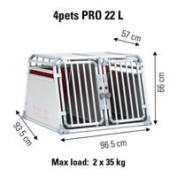 4Pets Pro 22 - Autobench - voor 2 Honden - chroom - 66x96596.5x93.5 cm - L