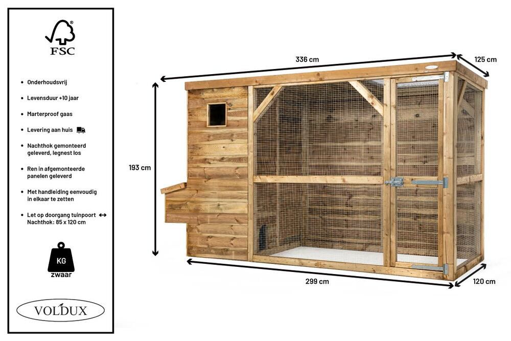 Voldux Toon - Kippenhok met ren - Naturel - Links