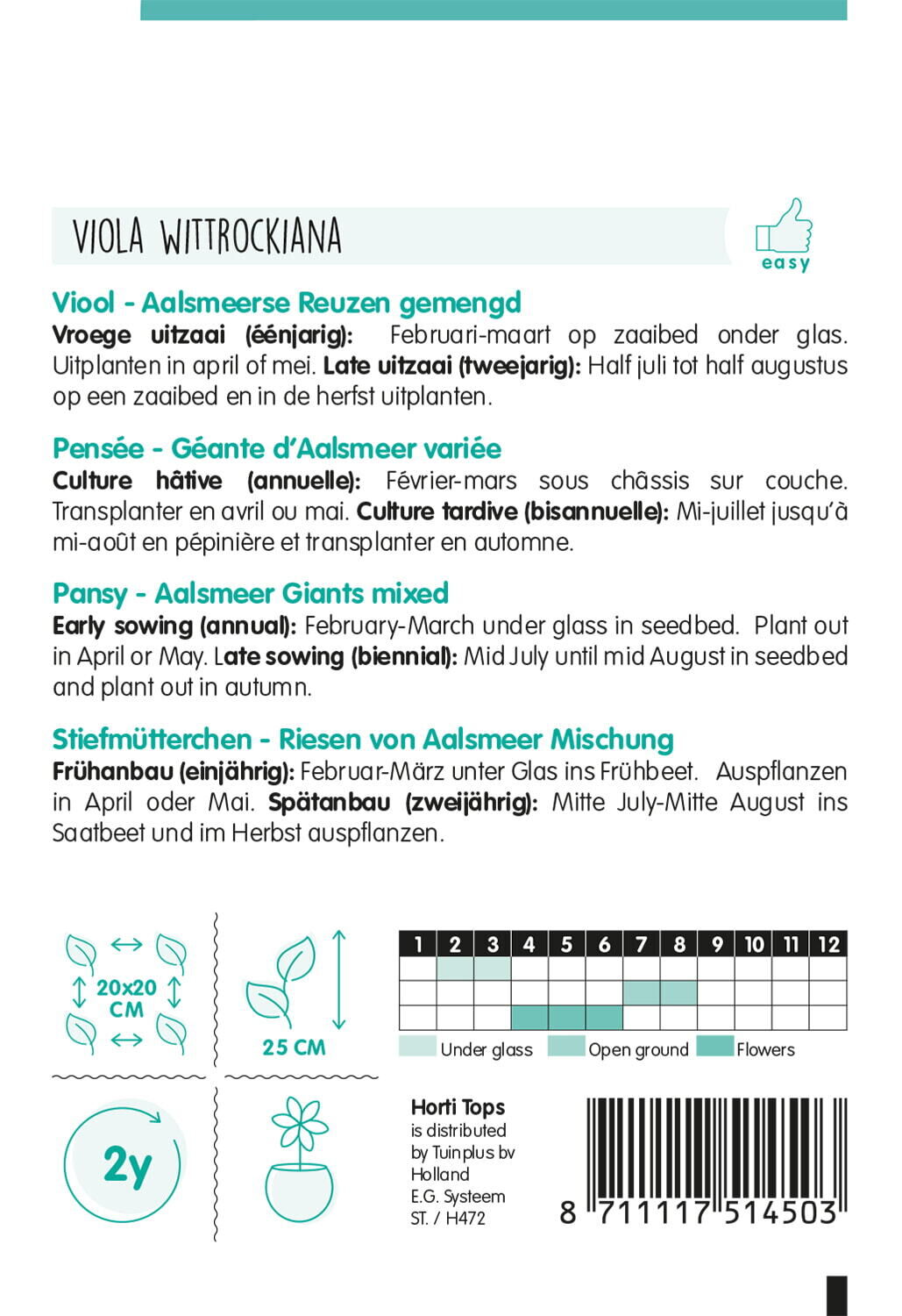Hortitops Viool Aalsmeerse Reuzen - Bloemzaden
