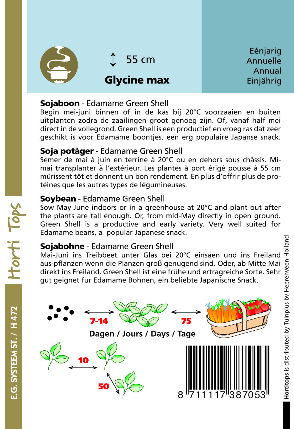 Hortitops Sojabonen/Edamame Green Shell Glycine max - Groentezaden