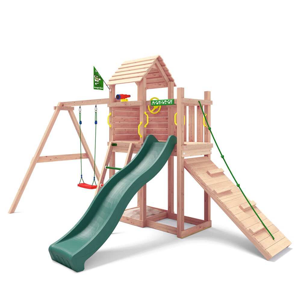 Jungle Gym Namsos Grenen - Speeltoestel - Donker groen - Grenenhout