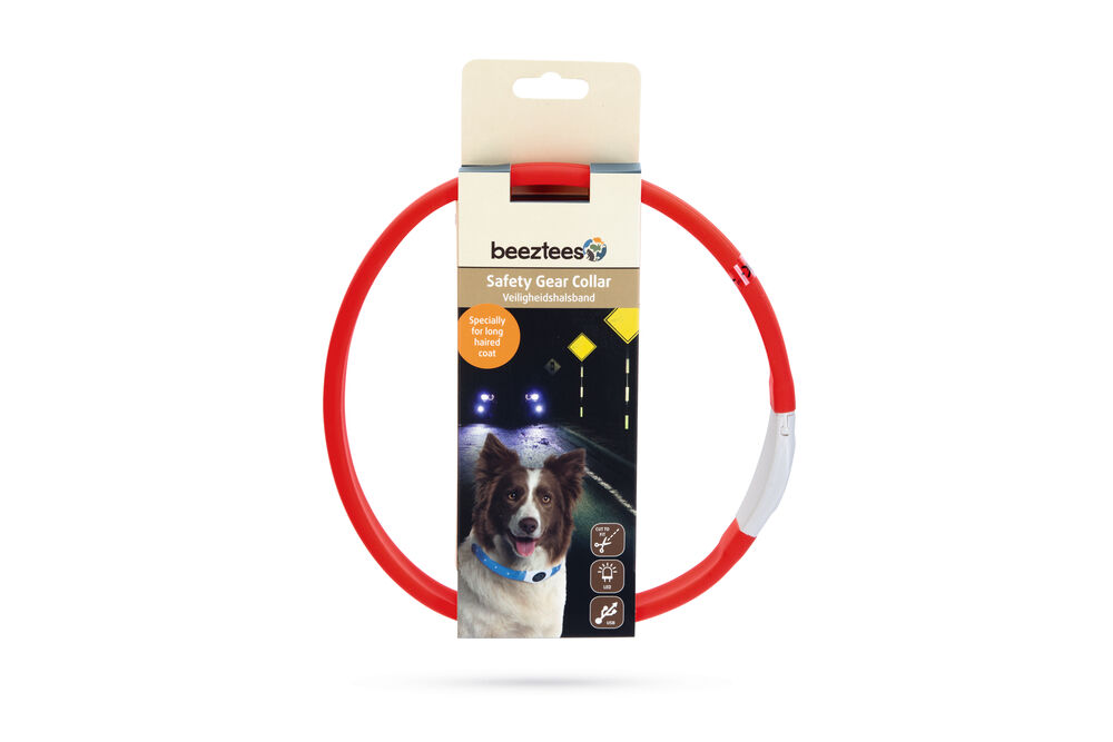 Beeztees Safety Gear Glowy USB - Lichtgevende Halsband - Hond - rood - 2.5 cm