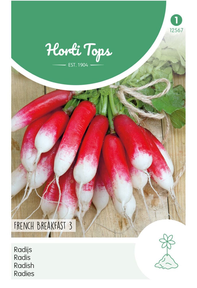 Hortitops Radijs Raphanus sativus Halflange Rode Groot Witpunt - Radijs