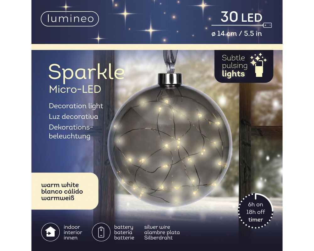 Lumineo LED Bal - Hanglamp - 30 - Grijs - Warm wit