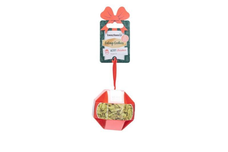 Beeztees Kerstbal Cookies met Catnip - Kattensnack - 30 Gram - Zalm