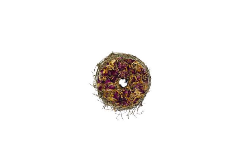 Beeztees Hooi donut - Knaagdiersnack - 65 Gram - bloemen