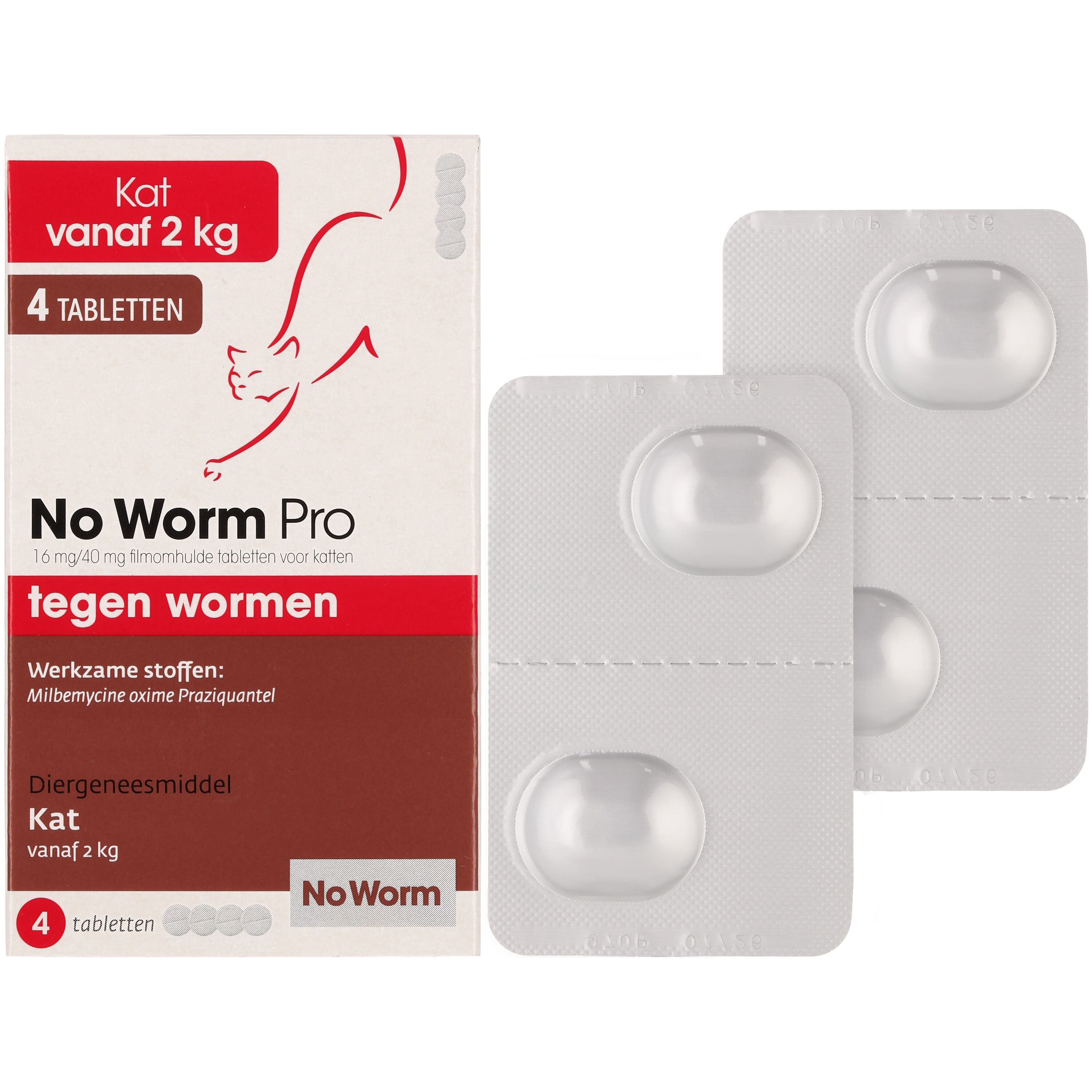 No Worm  Kat vanaf 2kg Tabletten - Wormenmiddel - 4 Stuks